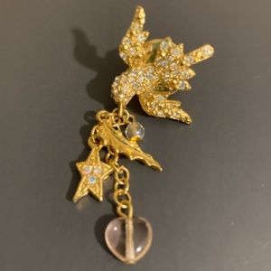 Kirks Folly Golden Dove With Holly & A Star Brooch